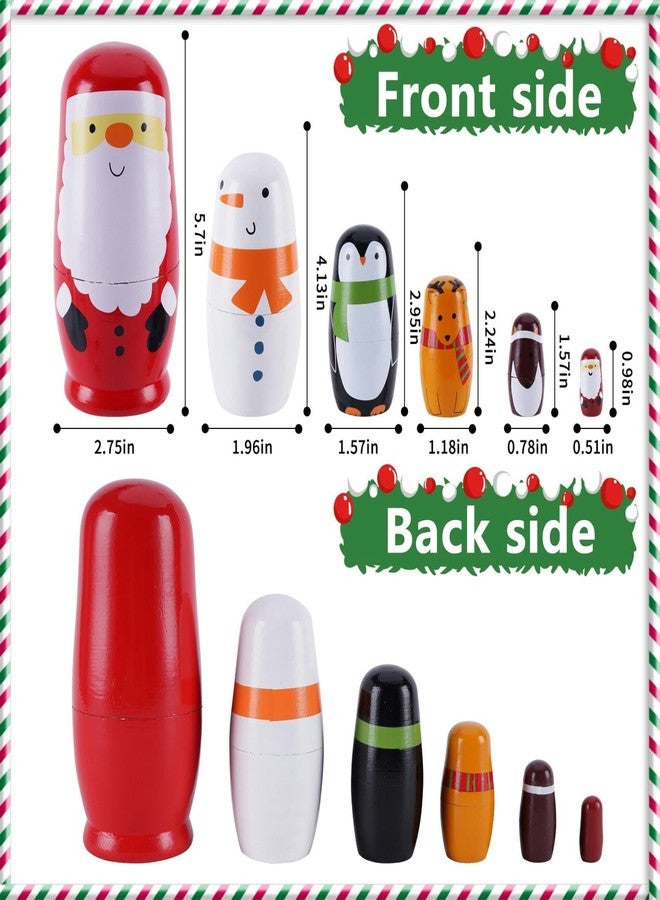 Tngan Chirstmas Russian Nesting Dolls, 2 Pack Wooden Handmade Nested Set Matryoshka Dolls, Russian Stacking Dolls Toys for Kids Toddlers Happy Chirstmas Home Decoration Gift(Santa Snowman) - Image 2